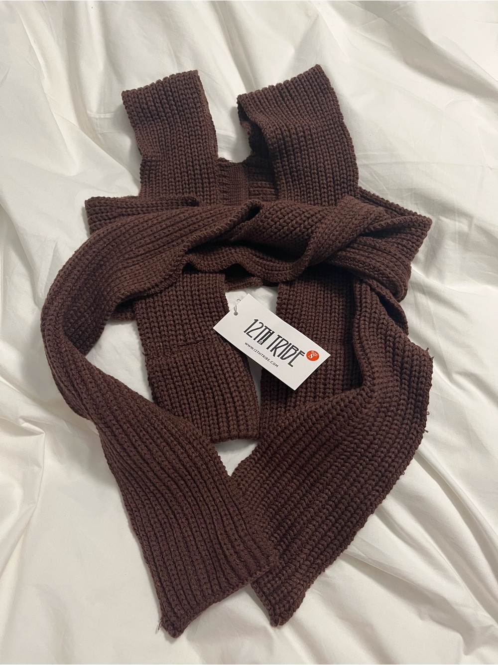 NWT 12th Tribe Brown Ribbed Knit Scarf Top